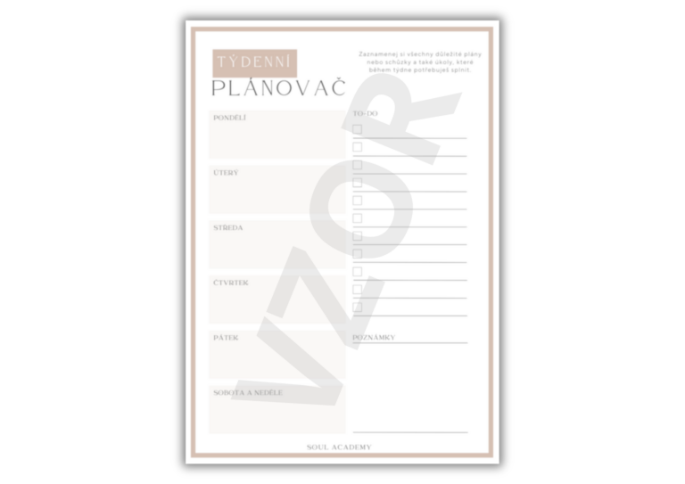 Týdenní plánovač ke stažení béžové Soul Academy