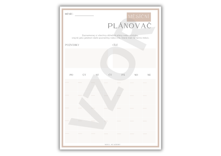 Měsíční plánovač ke stažení béžové Soul Academy