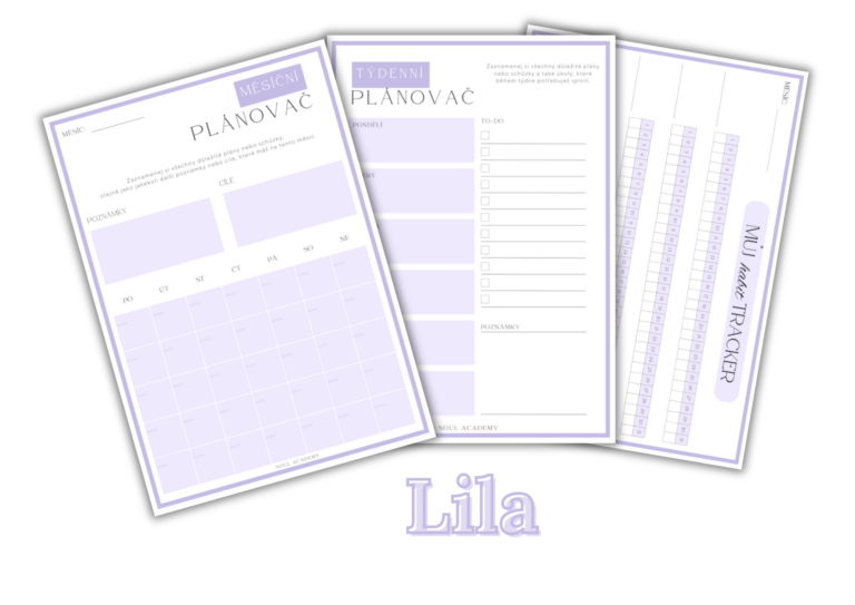 Set plánovačů lila ke stažení Soul Academy
