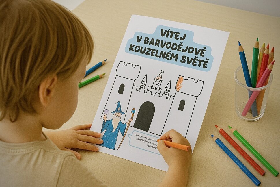 dítě vybarvuje omalovánky